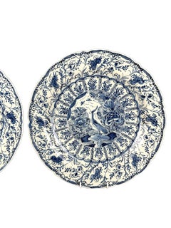 Dutch Delft Blue and White Large Plates Pair Axe Mark 18th Century Circa 1770
