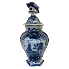 Dutch Delft Blue and White Mantle Vase