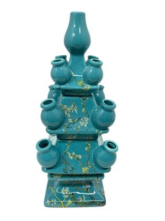 Dutch Delft Blue Ceramic Tulip Vase Set "Almond Blossom" by Vincent van Gogh