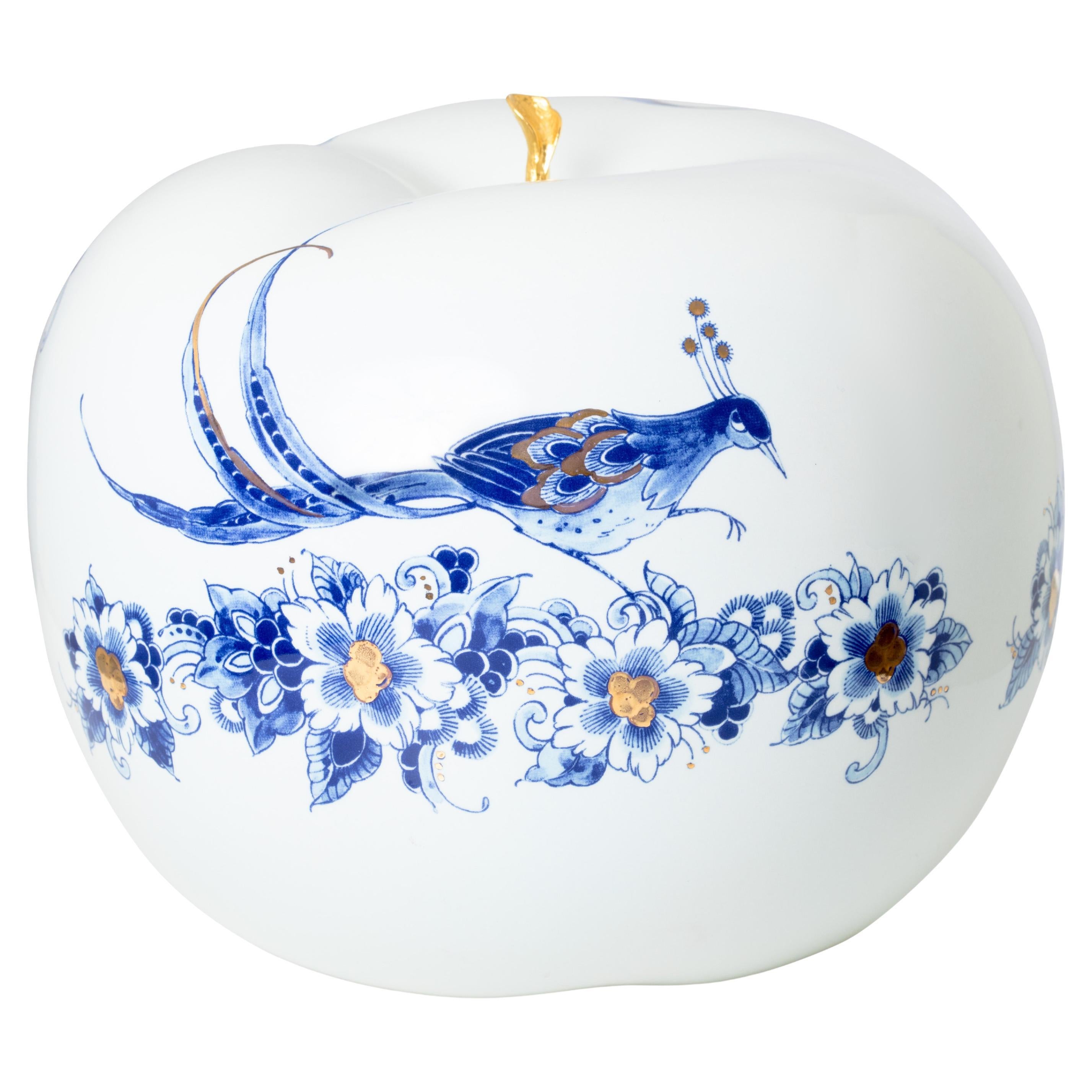 Dutch Delft Blue handcrafted apple by Royal Delft, Royal Blue-BLOOM edition For Sale