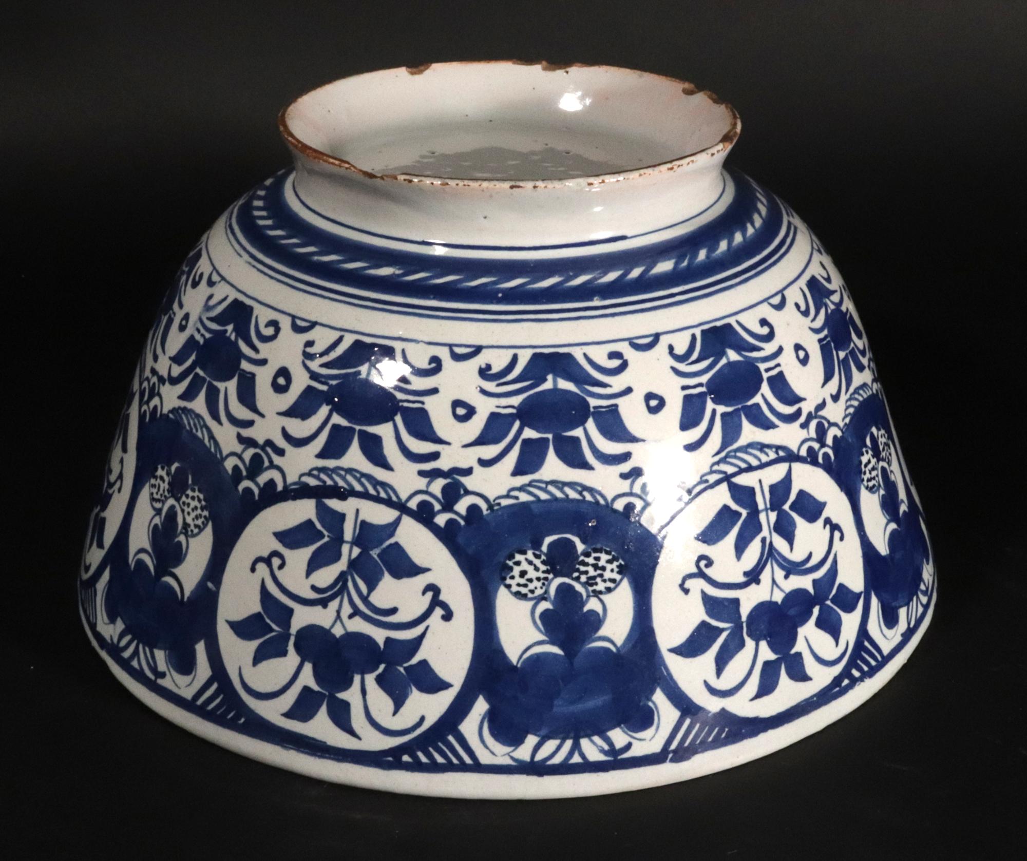 Cuenco Botánico Azul y Blanco de Delft Holandés Cerámica de Delft en venta