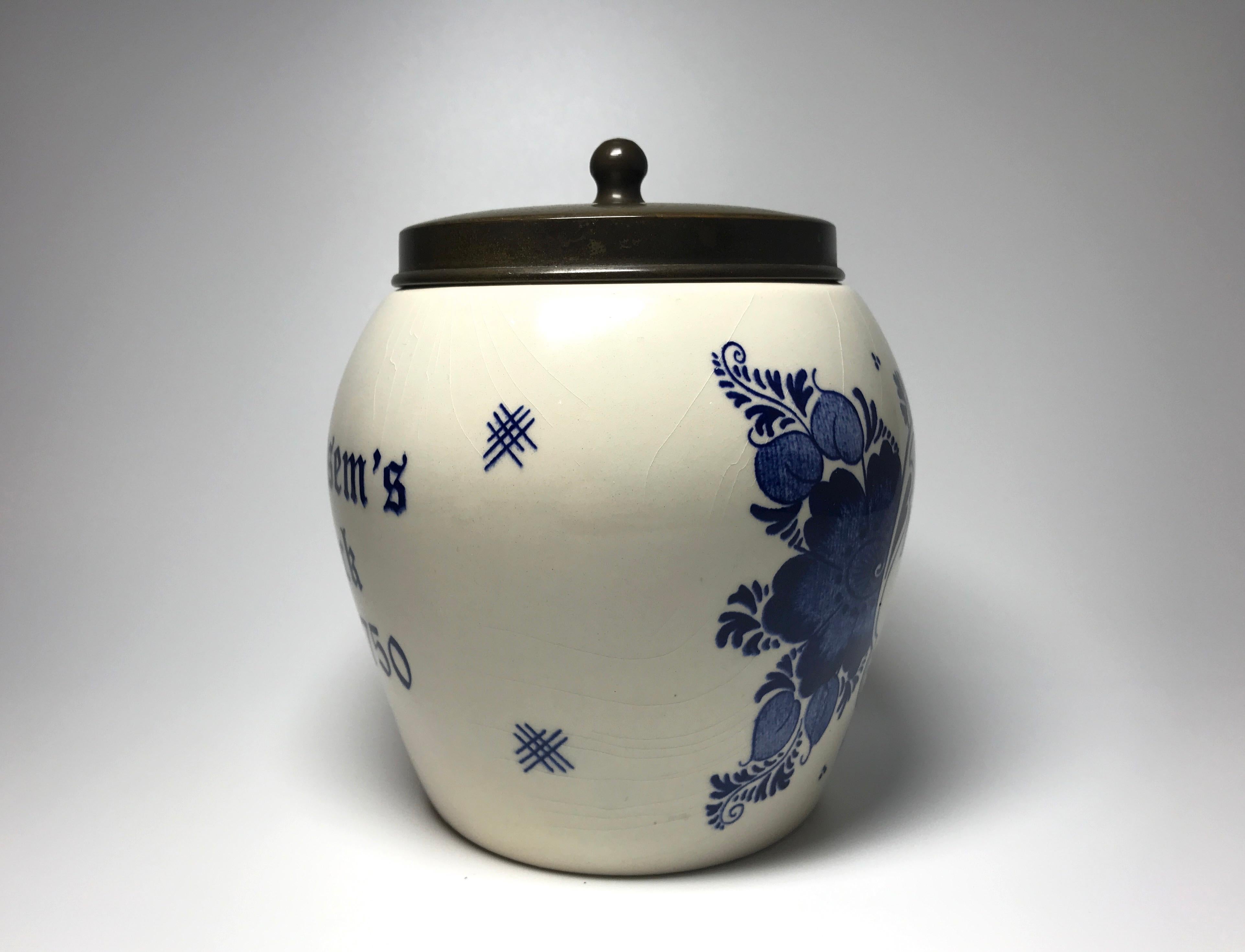 delft blue pottery tobacco jar