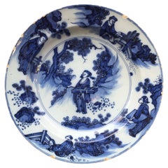 Dutch Delft Charger with Chinoiserie Decor in Transition Style, 17th Century