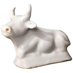 Dutch Delft Cow, Left in the White, 18th Century