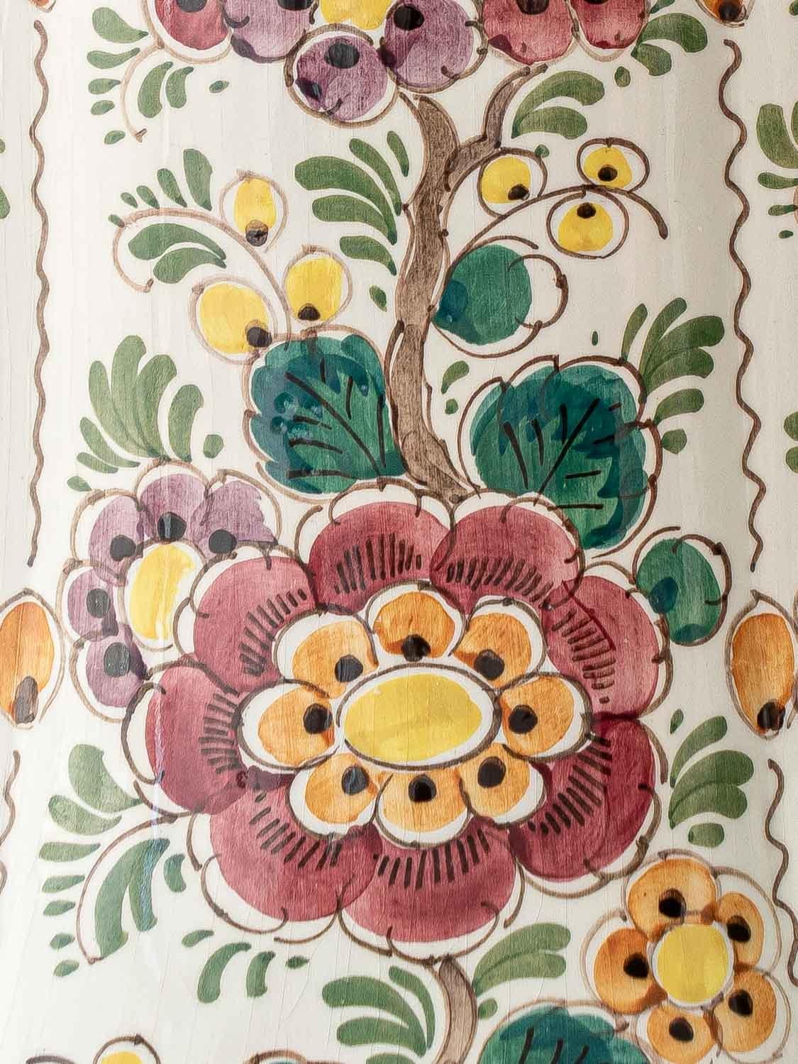 Glazed Dutch Delft Double Gourd Vase, Monumental Hand-Painted Polychrome, 1950s For Sale