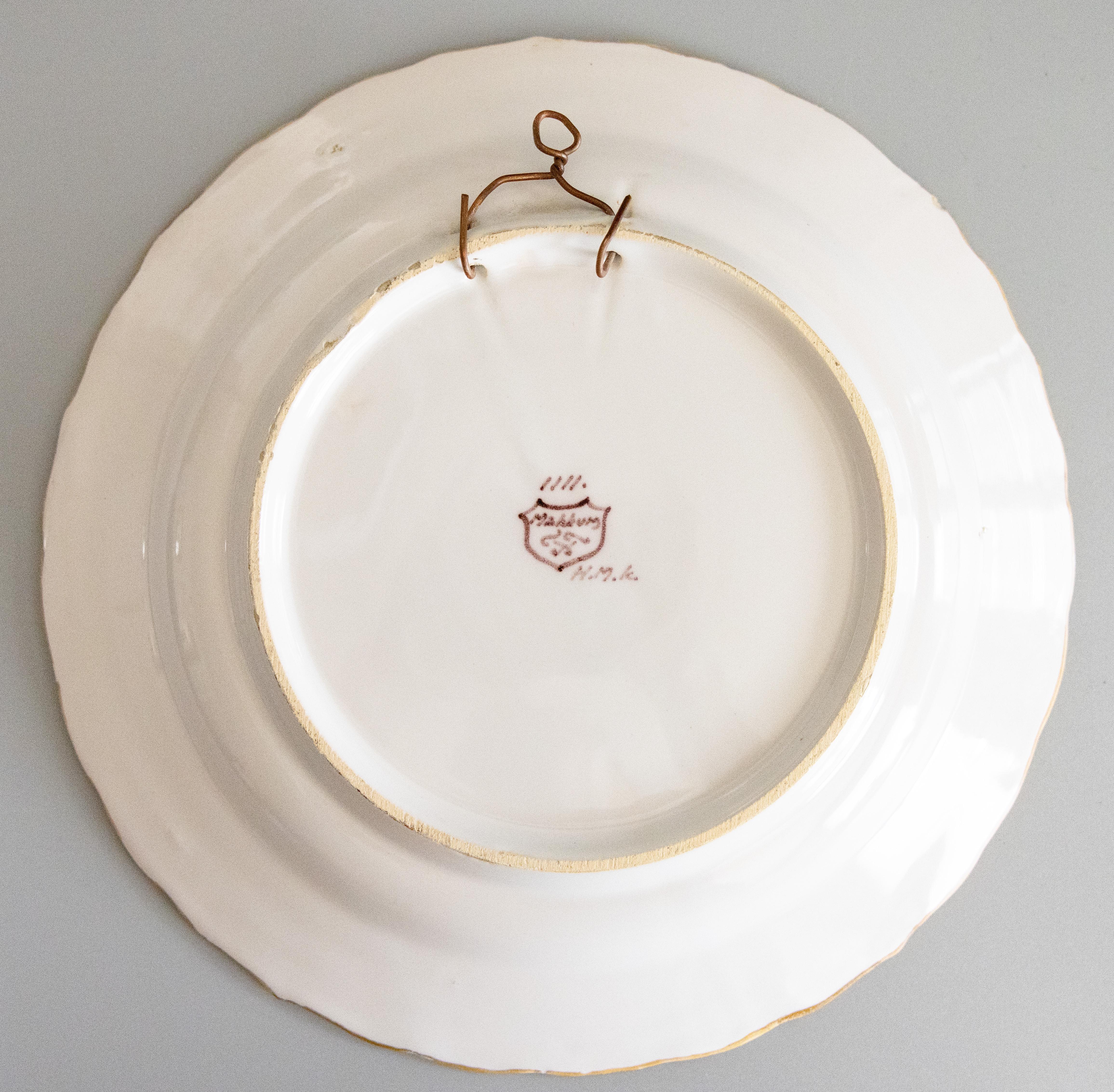 Dutch Delft Faience Polychrome Floral Bird Scalloped Wall Charger Plate, c. 1940 For Sale 2