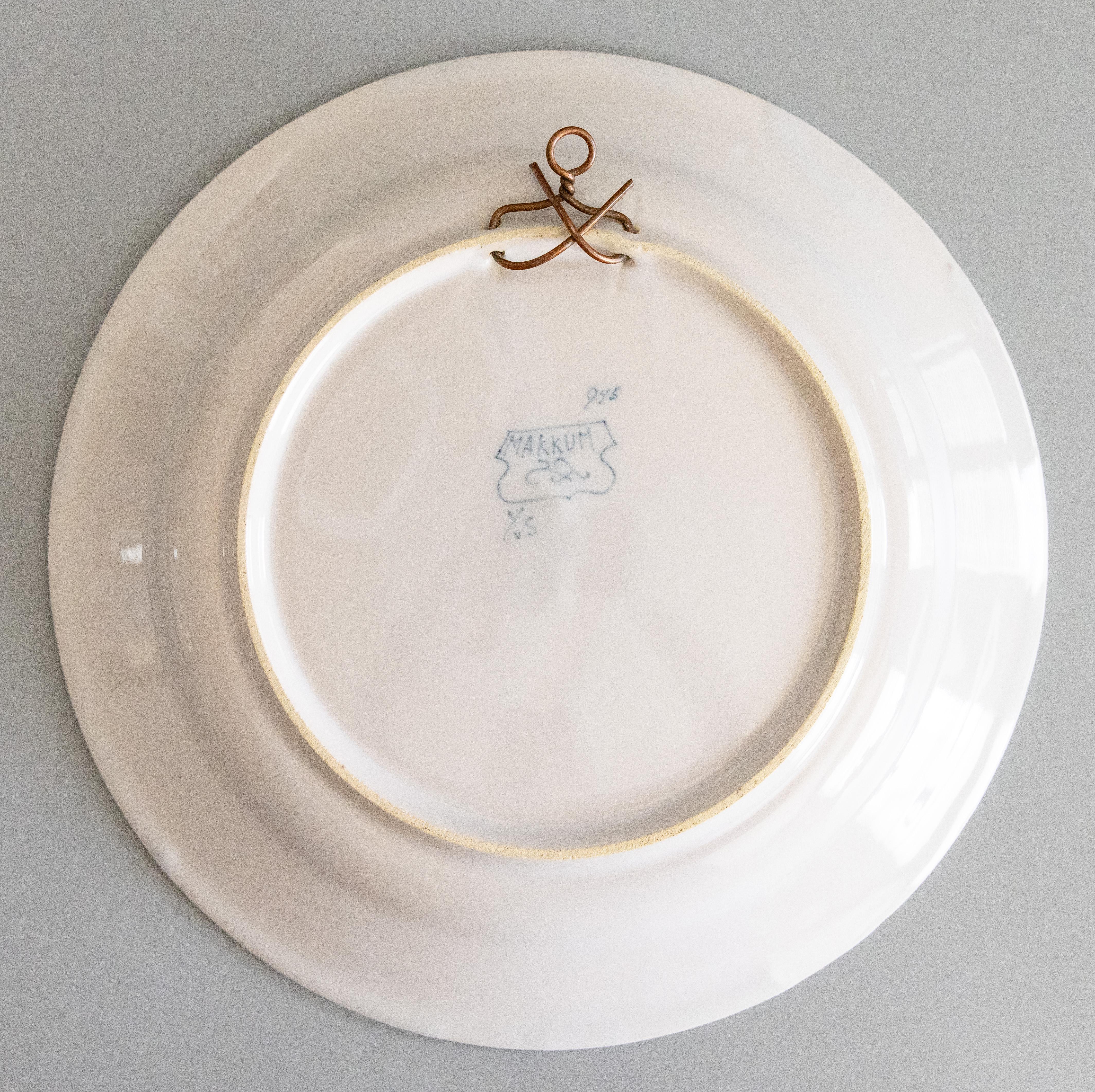 Dutch Delft Faience Polychrome Floral Bird Wall Charger Plate, circa 1940 For Sale 3