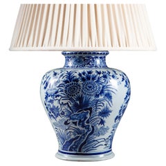 Dutch Delft Hand-Painted Blue and White Vase Mounted as a Table Lamp