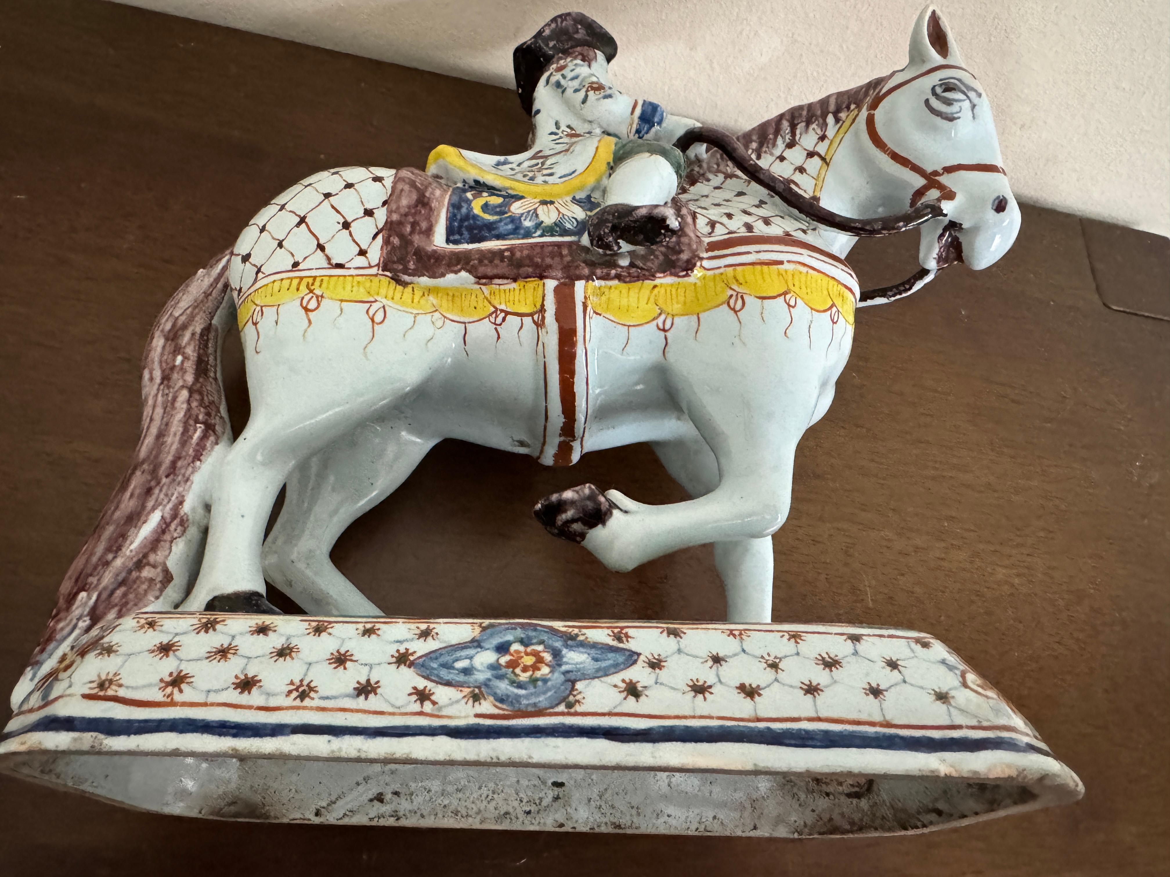Dutch Delft Horse and Rider, 19th century For Sale 6