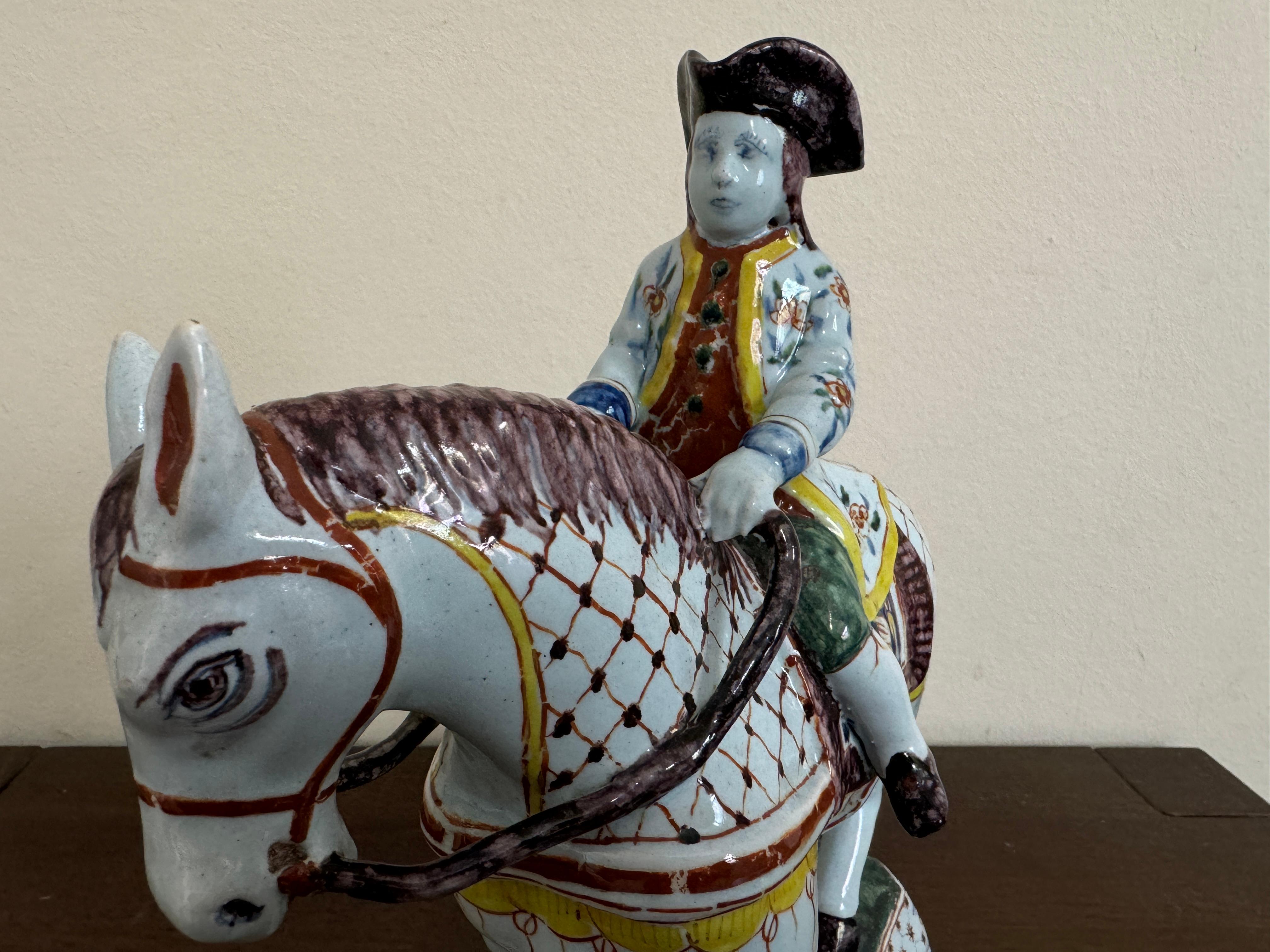 Dutch Delft Horse and Rider, 19th century For Sale 8