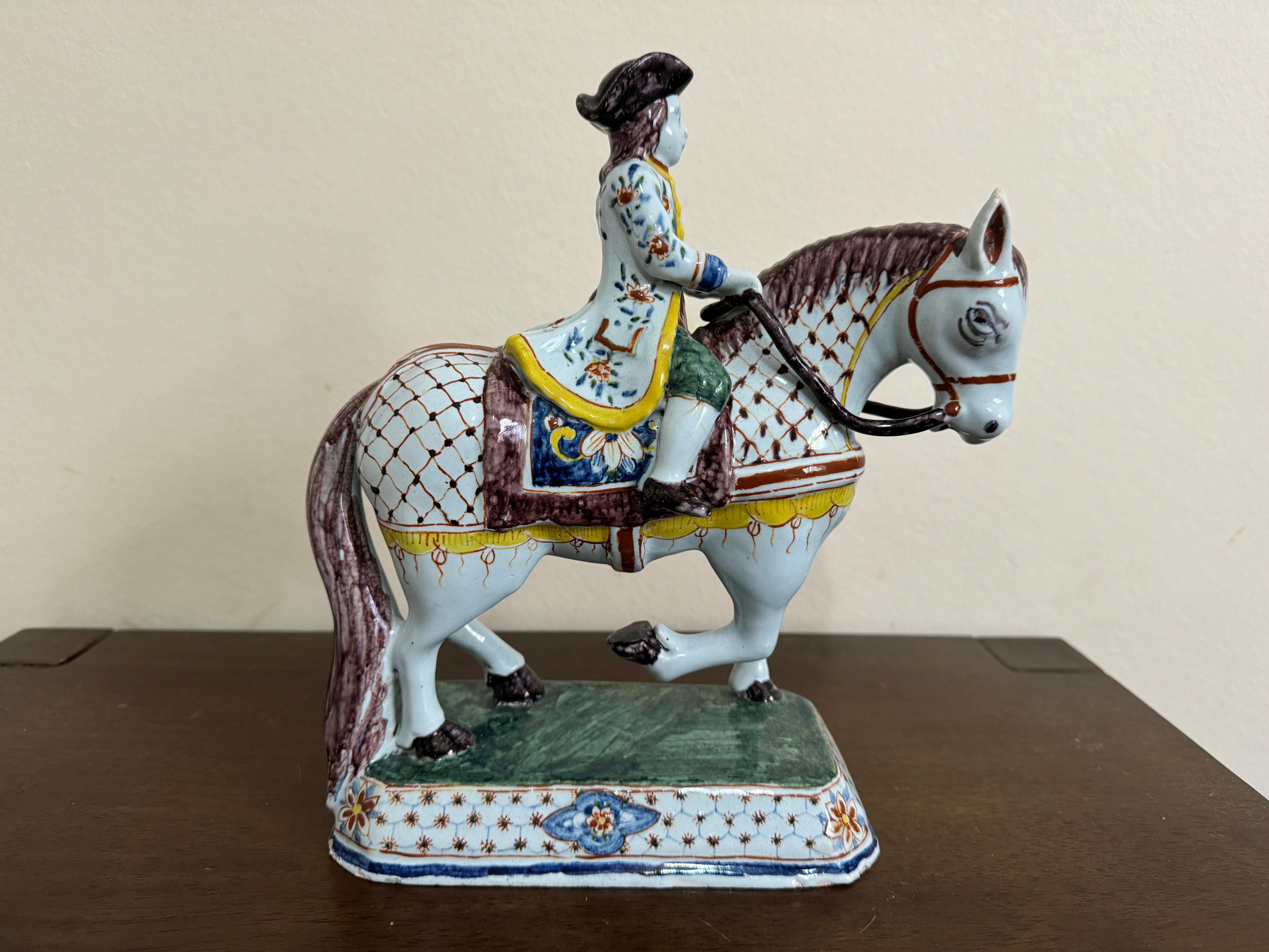 Late 19th Century Dutch Delft Horse and Rider, 19th century