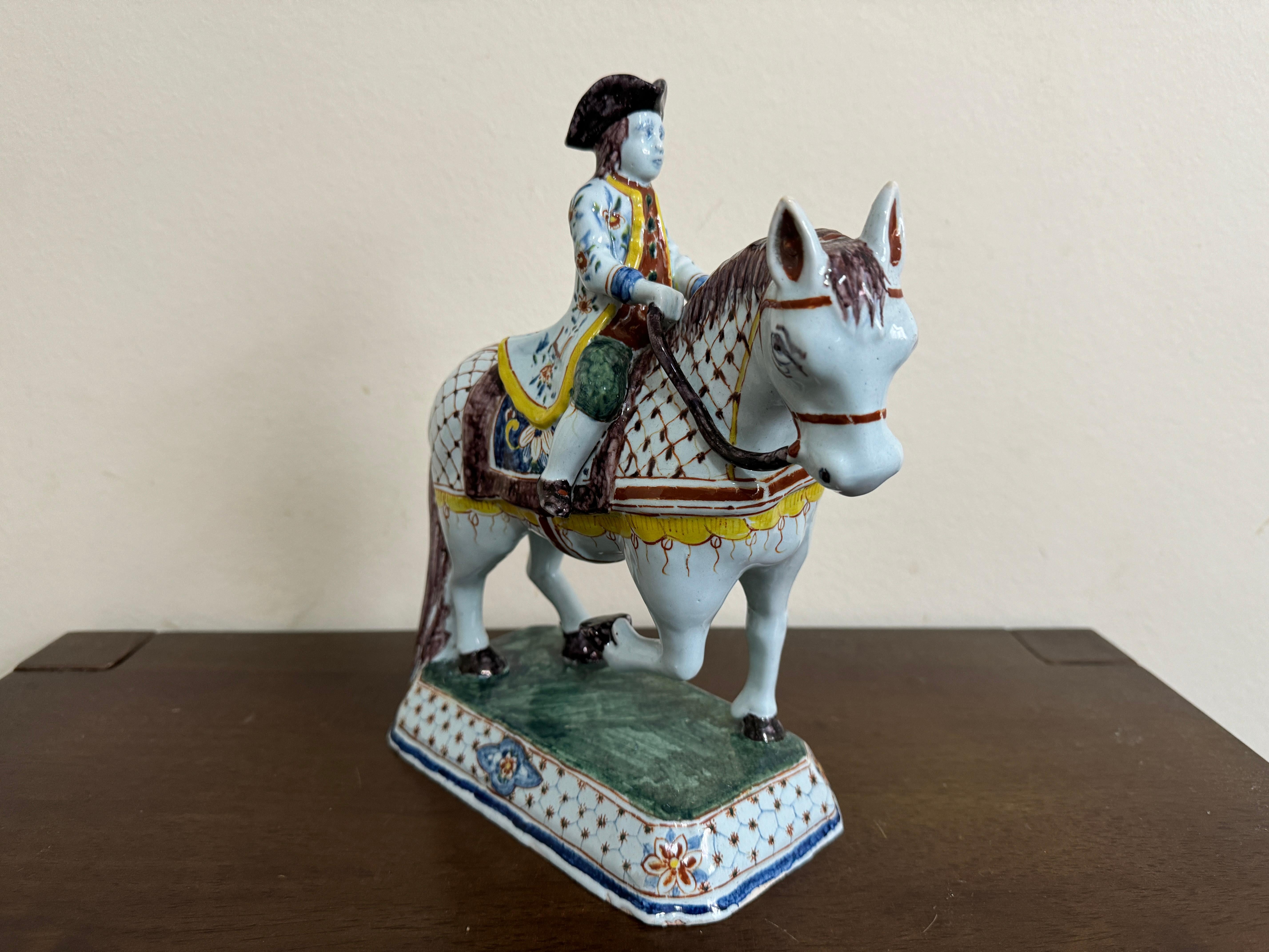Fin du XIXe siècle Cheval et cavalier hollandais de Delft, 19e siècle en vente
