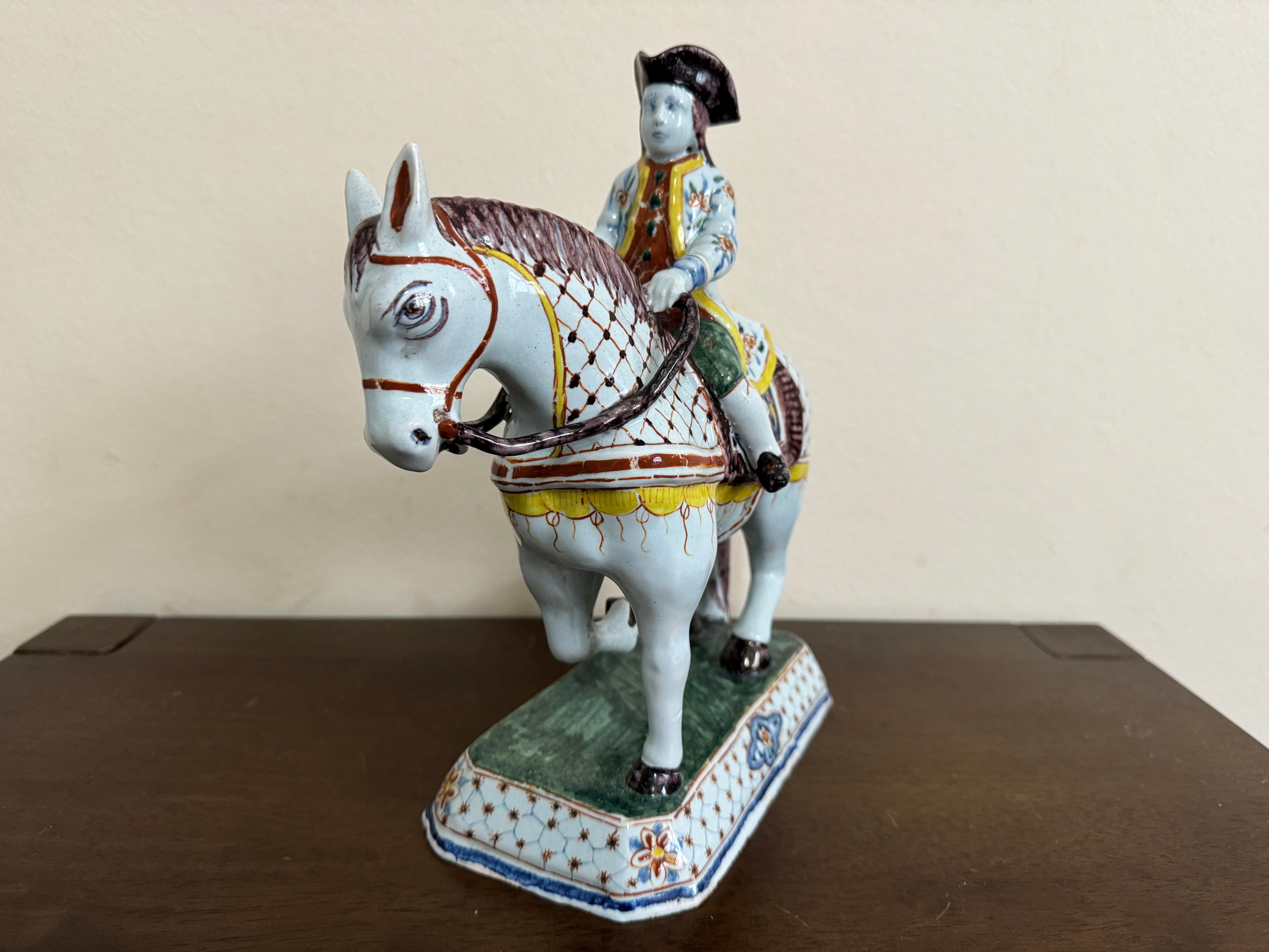 Dutch Delft Horse and Rider, 19th century For Sale 3