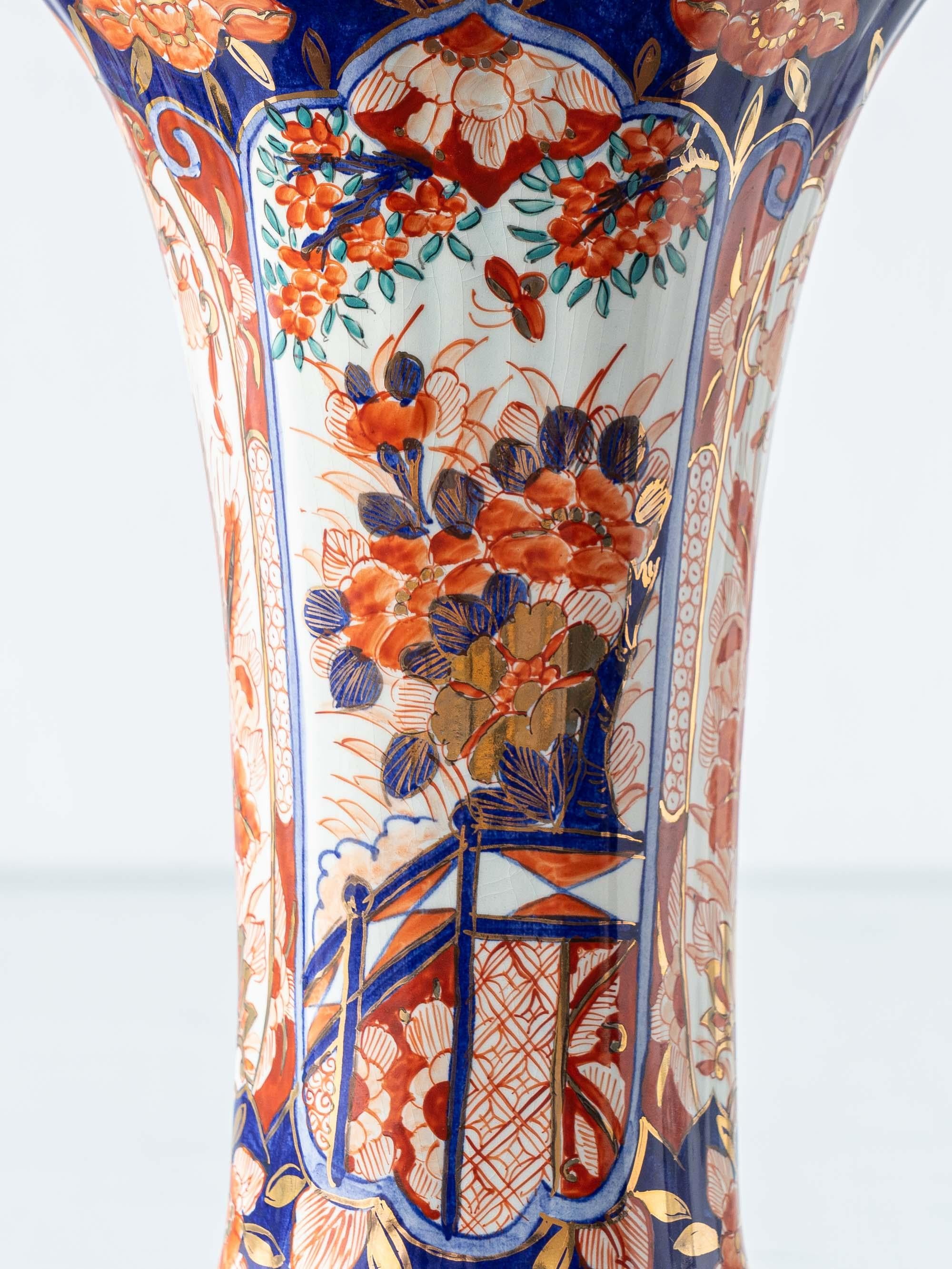 Paire de lampes de table Delft Imari de Jaap Heinen avec nouveaux abat-jours japonais en vente 2