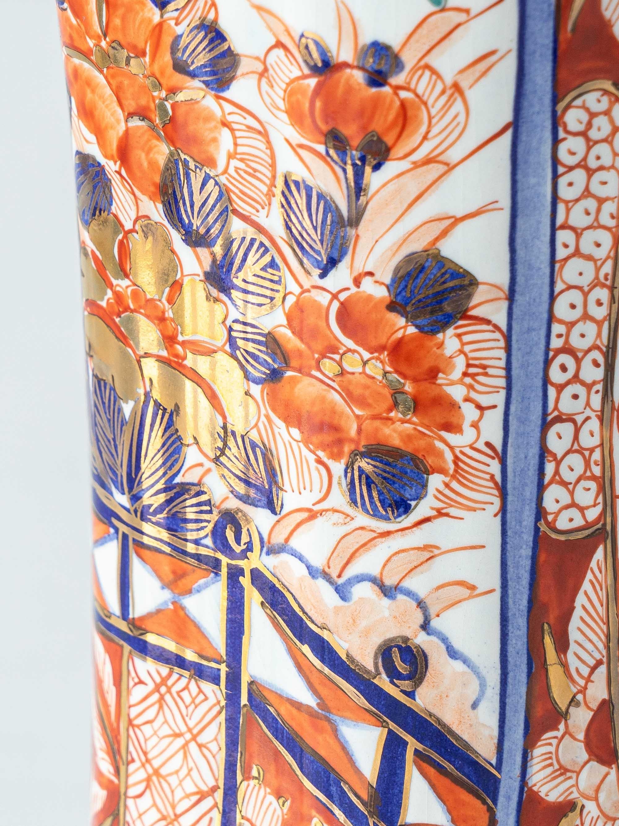 Paire de lampes de table Delft Imari de Jaap Heinen avec nouveaux abat-jours japonais en vente 3