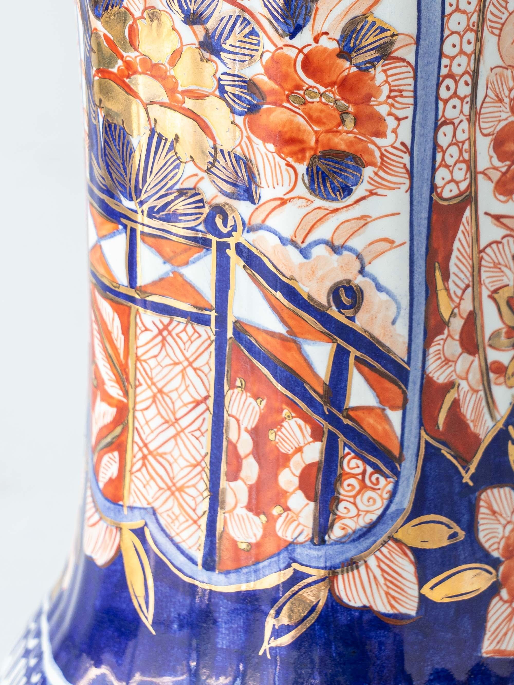 Paire de lampes de table Delft Imari de Jaap Heinen avec nouveaux abat-jours japonais en vente 4