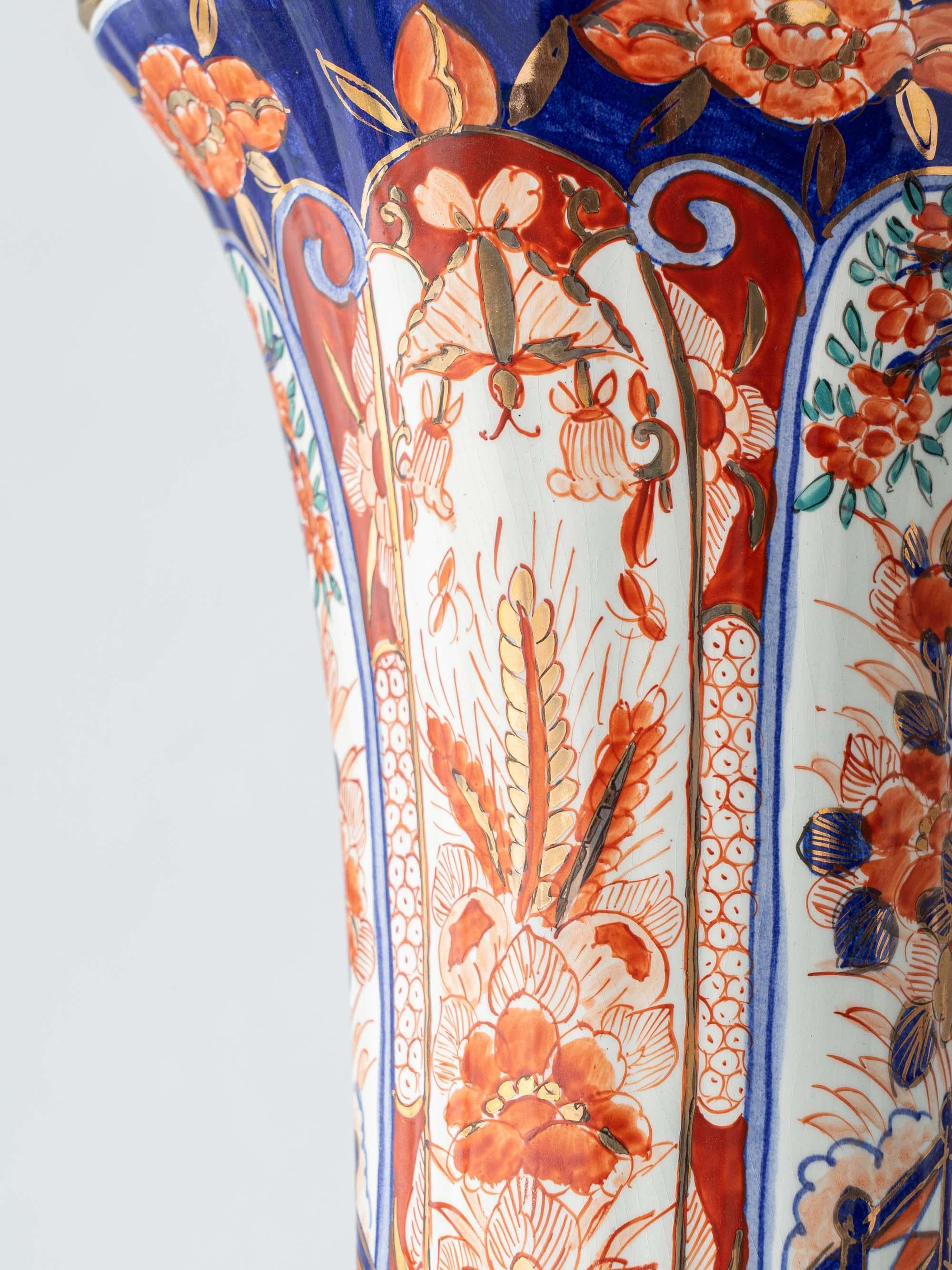 Paire de lampes de table Delft Imari de Jaap Heinen avec nouveaux abat-jours japonais en vente 5
