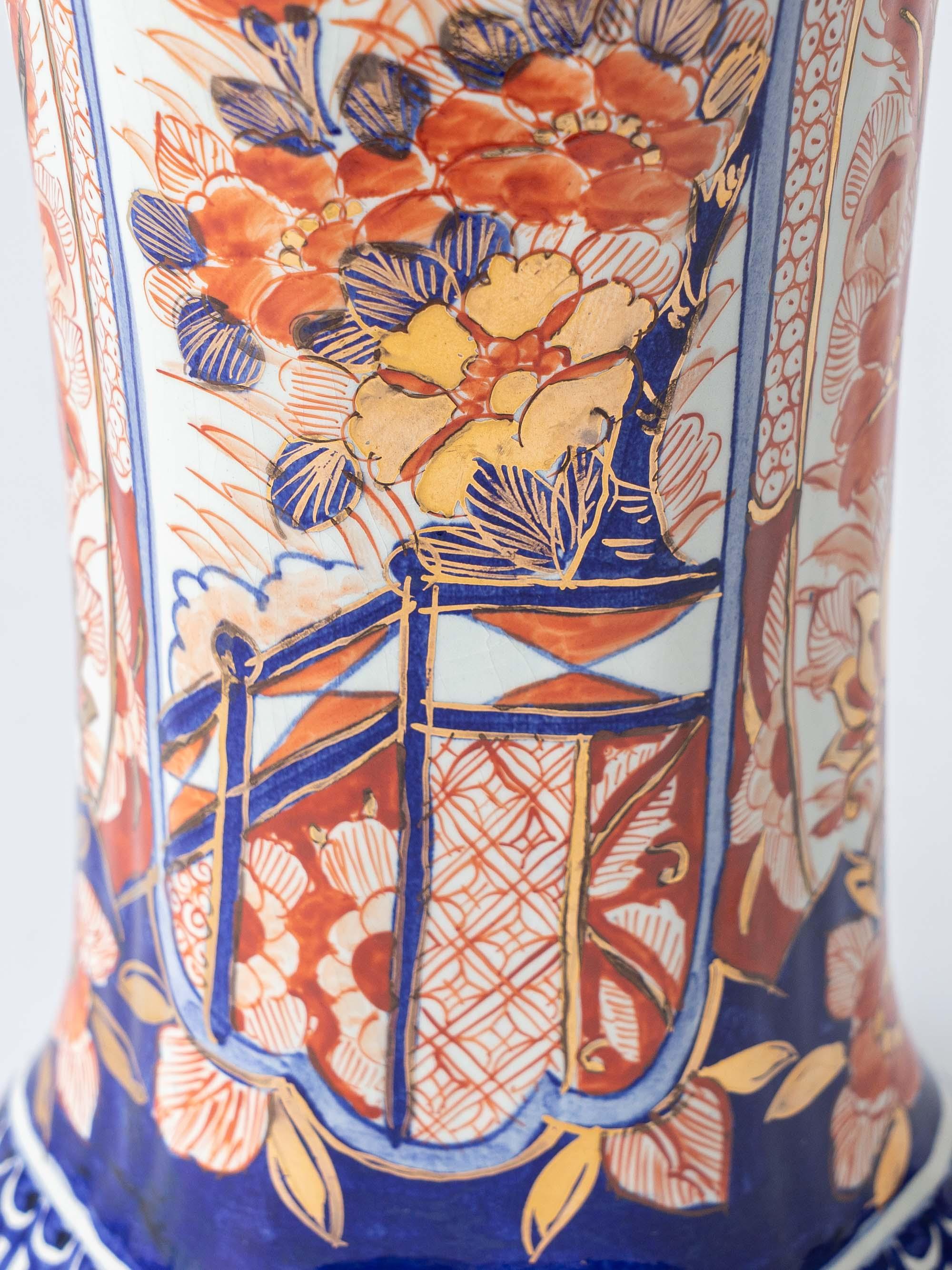 Paire de lampes de table Delft Imari de Jaap Heinen avec nouveaux abat-jours japonais en vente 6