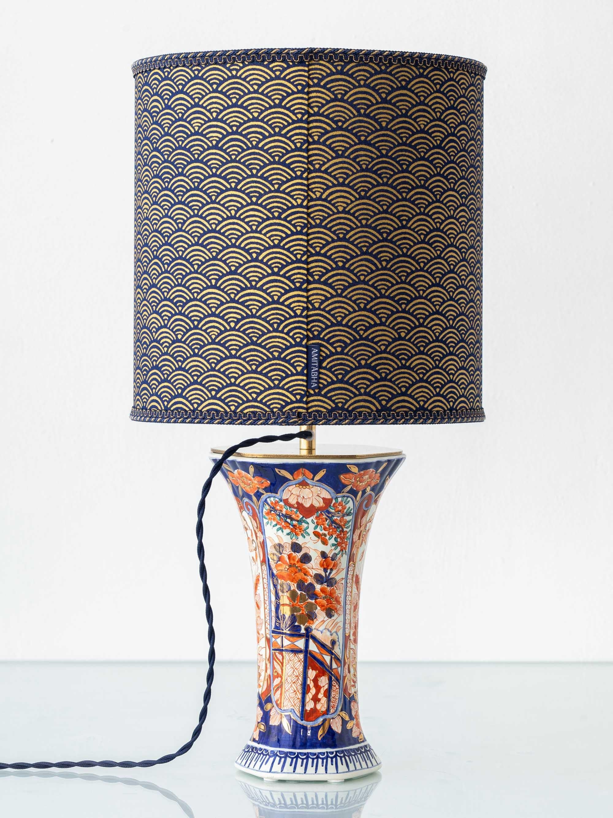 Néerlandais Paire de lampes de table Delft Imari de Jaap Heinen avec nouveaux abat-jours japonais en vente