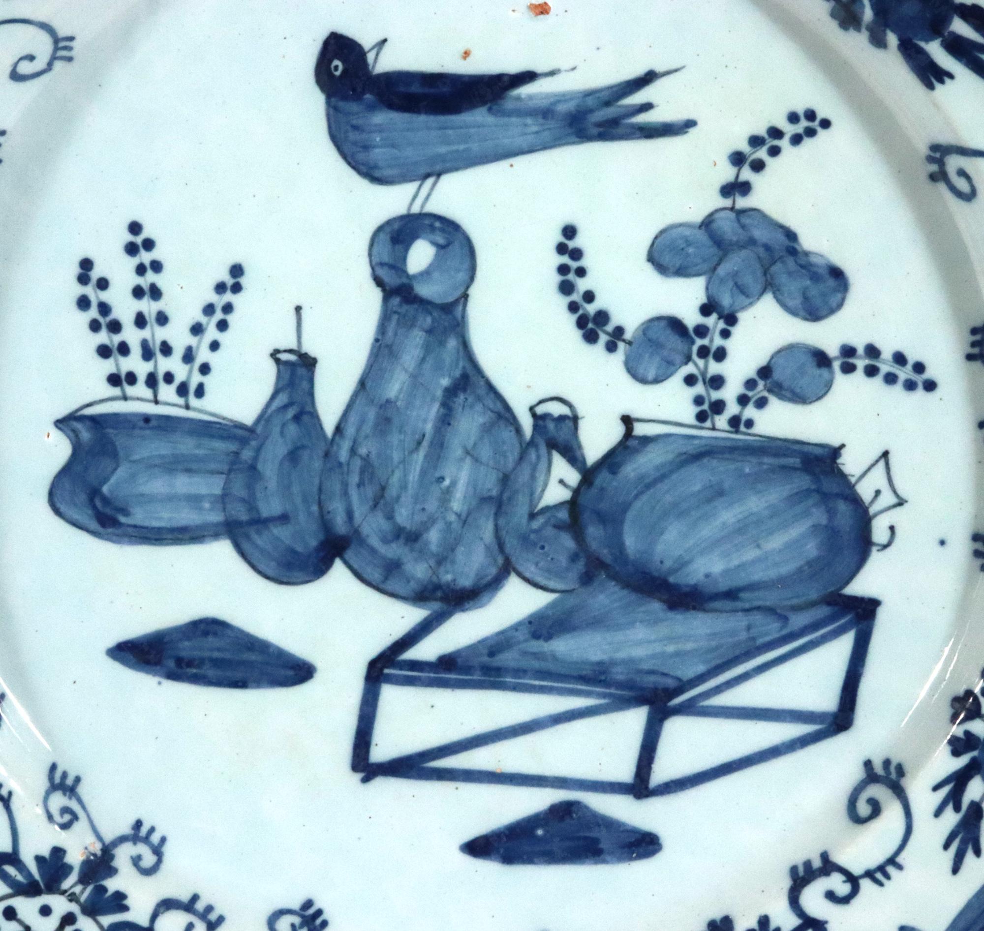 Dutch Delft Large Chinoiserie Blue and White Chargers For Sale 5