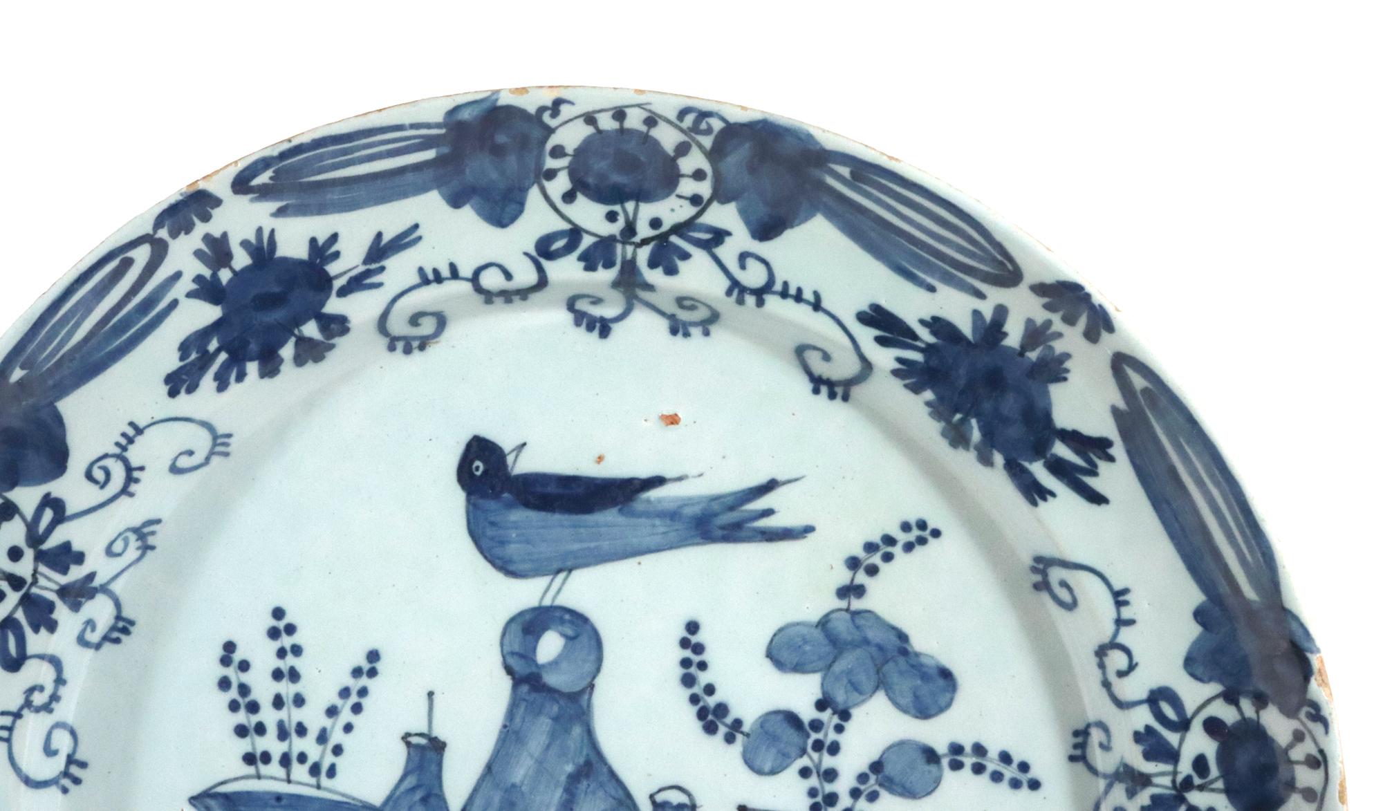 Dutch Delft Large Chinoiserie Blue and White Chargers For Sale 7