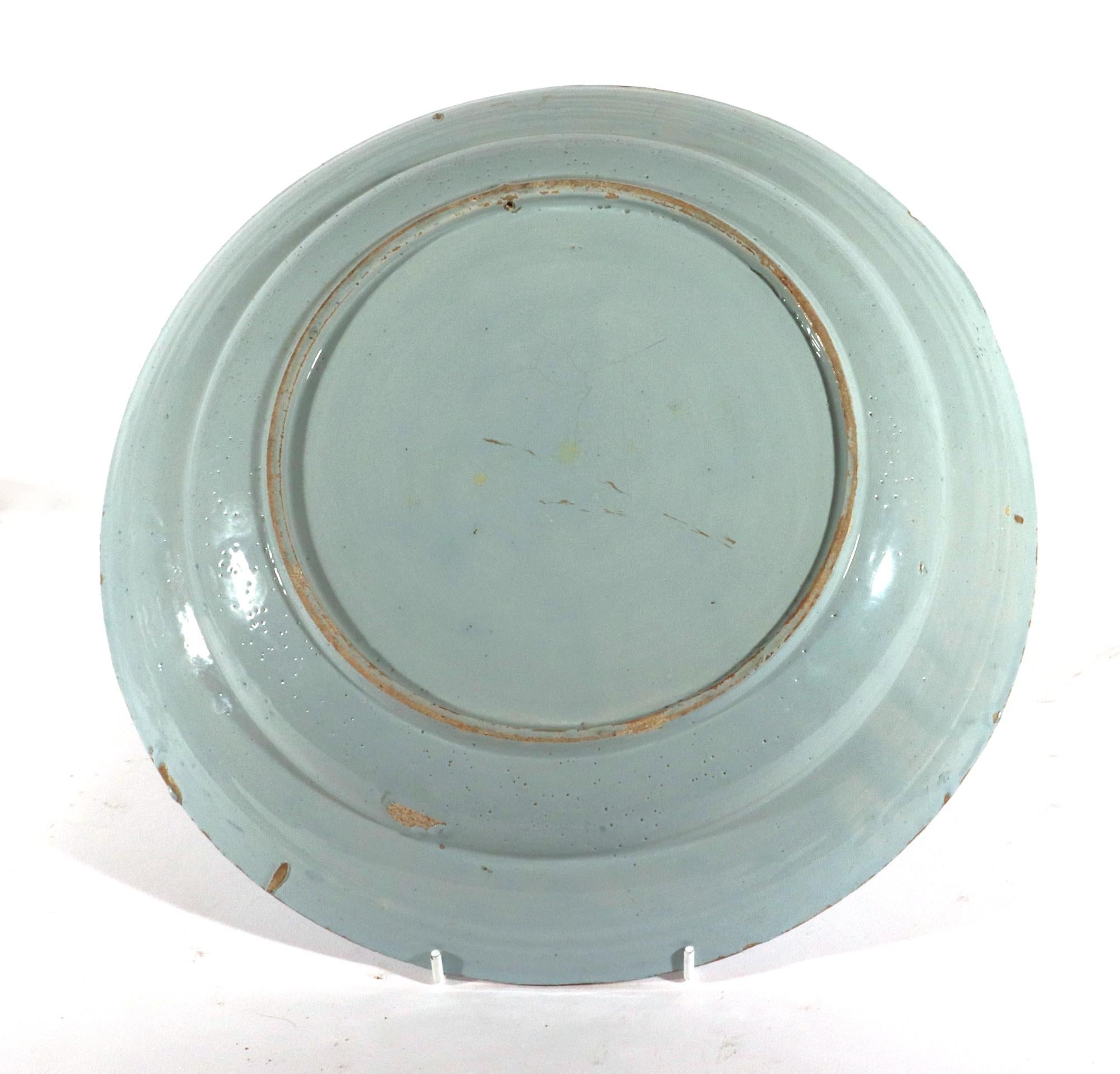 Dutch Delft Large Chinoiserie Blue and White Chargers For Sale 8