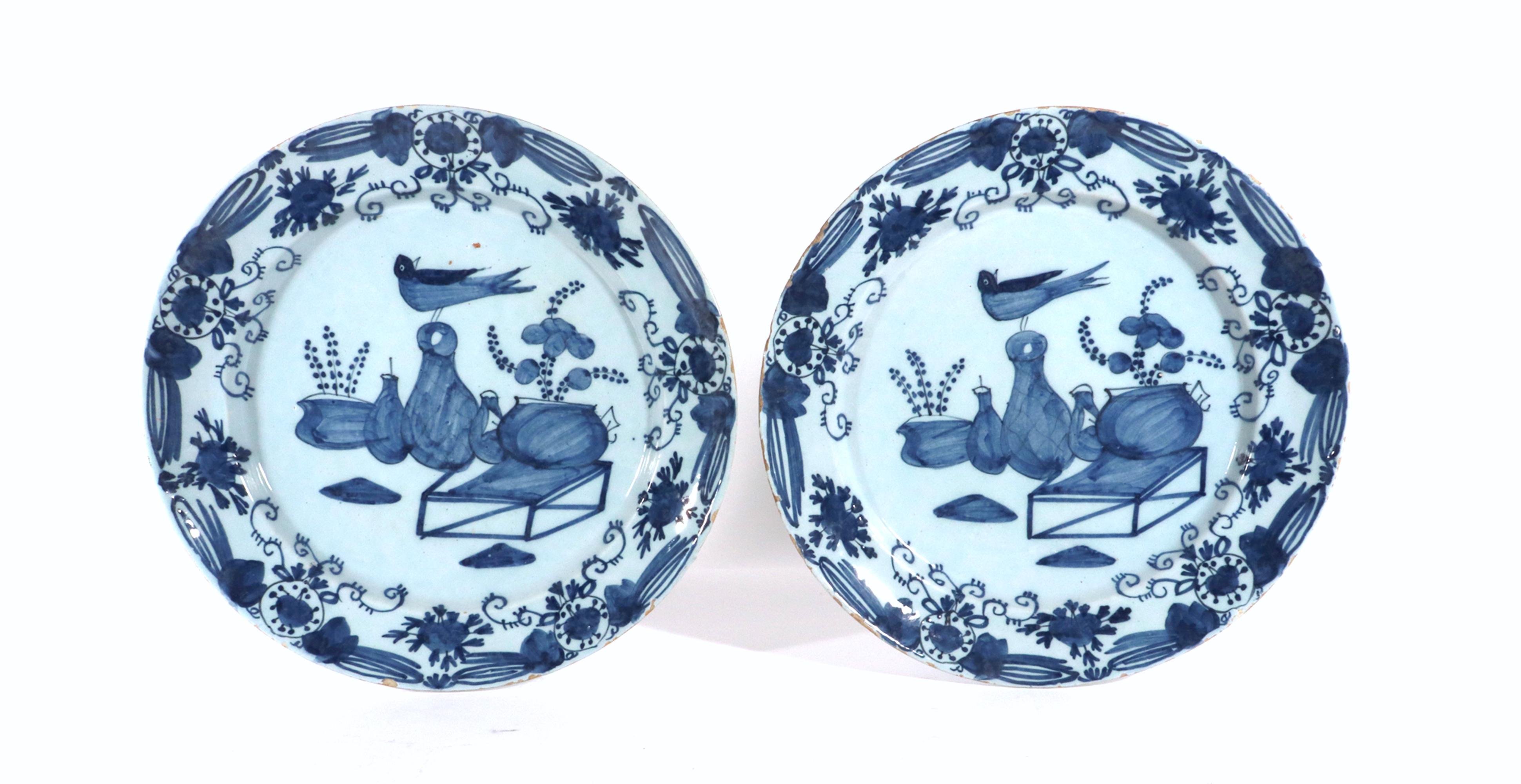 Dutch Delft Large Chinoiserie Blue and White Chargers For Sale 9