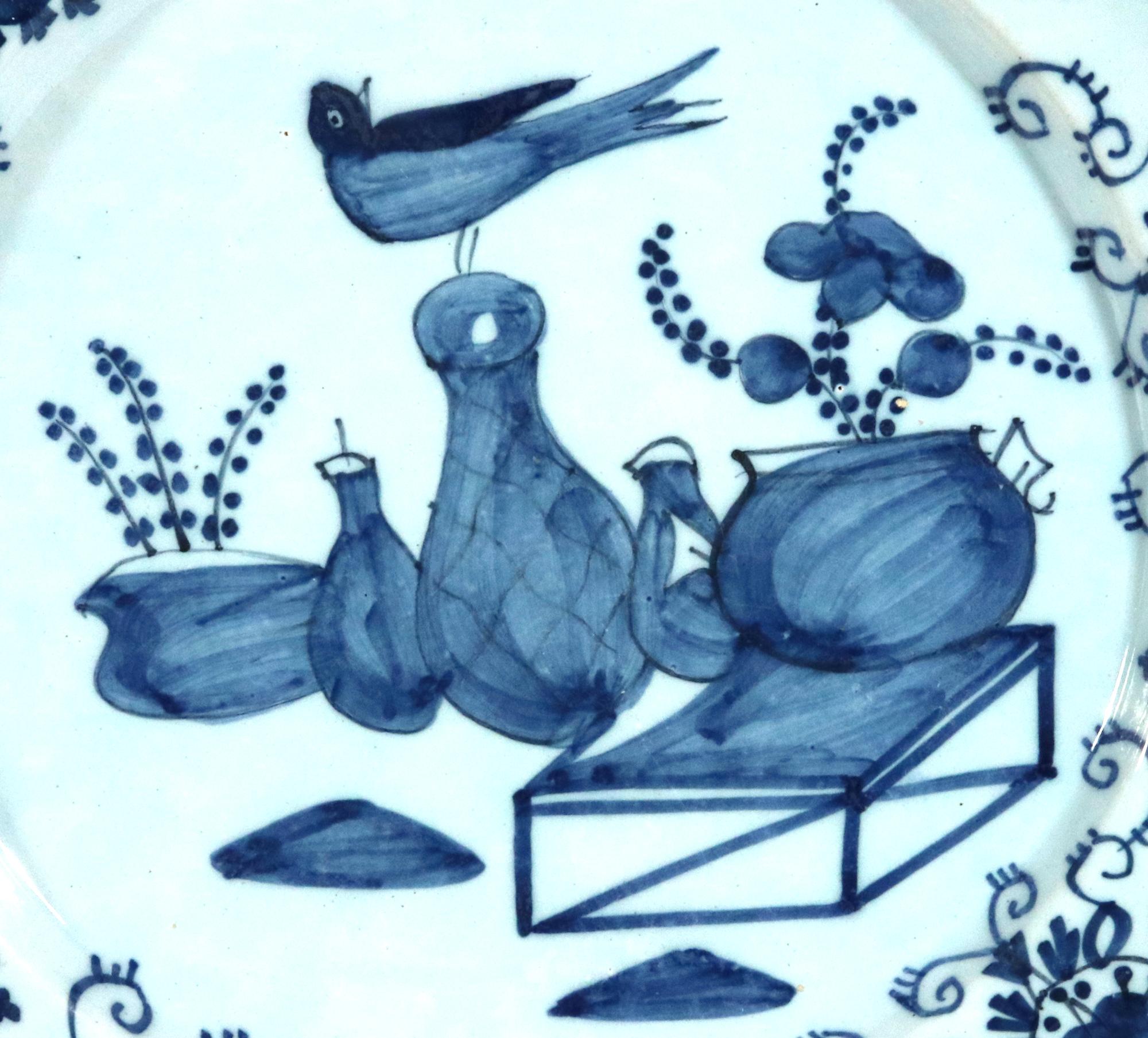 Dutch Delft Large Chinoiserie Blue and White Chargers In Good Condition For Sale In Downingtown, PA