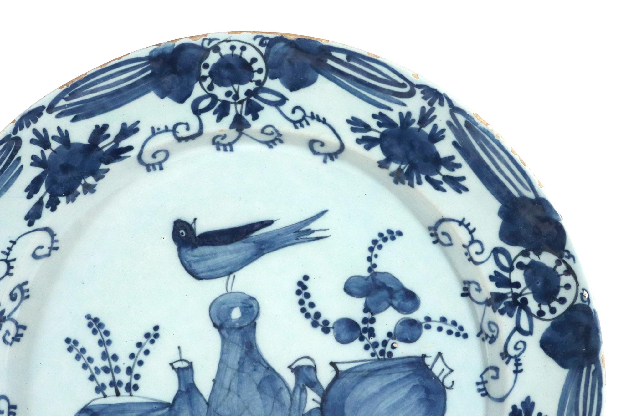 Dutch Delft Large Chinoiserie Blue and White Chargers For Sale 1