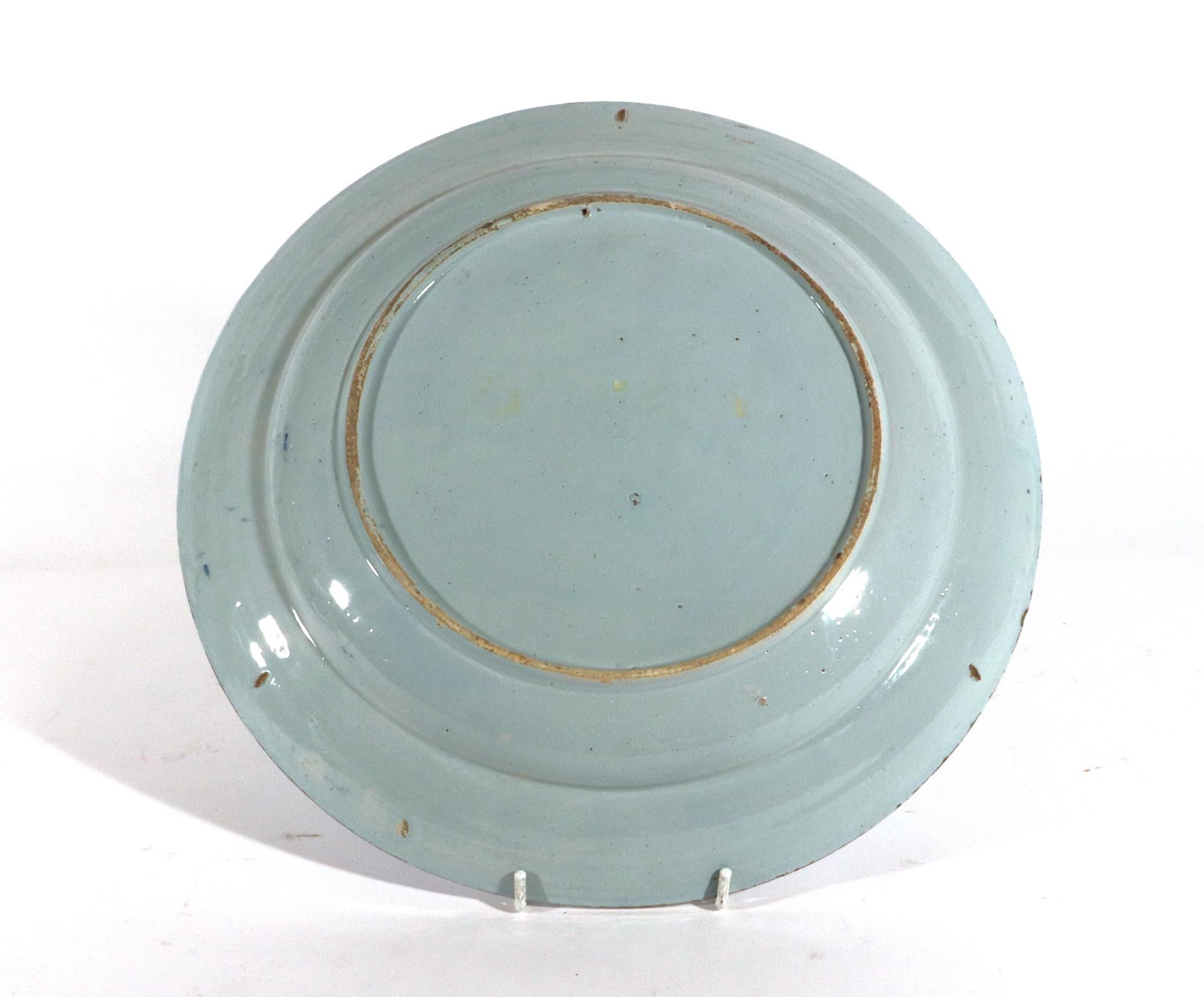 Dutch Delft Large Chinoiserie Blue and White Chargers For Sale 3