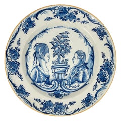 Dutch Delft Orangist Double Portrait Dish by De Porceleyne Lampetkan