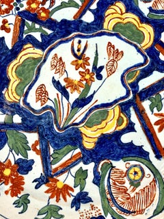 Dutch Delft Dish Pancake Plate Lightning Pattern De Paeuw 'The Peacock' C-1730