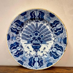 Dutch Delft Peacock Charger, circa 1750