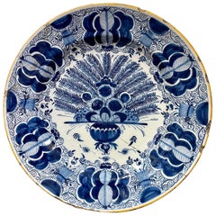 Dutch Delft Peacock Charger, circa 1750