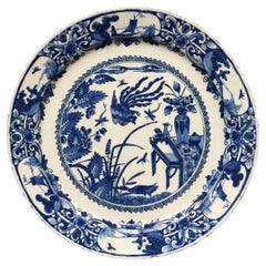 Antique Dutch Delft Plate with Chinoiserie Design, 18th Century