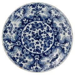 Dutch Delft Plate with Floral Design, 18th Century