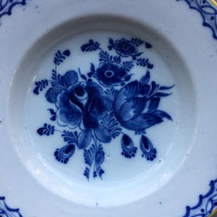 Dutch Delft Plate with flowers, 18th Century