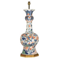 Lampe de table hollandaise Delft polychrome du 19e siècle