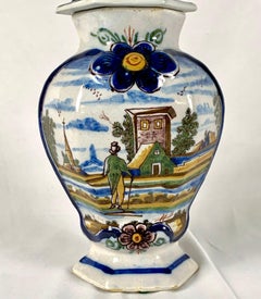 18th Century Dutch Delft Jar Hand-Painted by De Bloempot