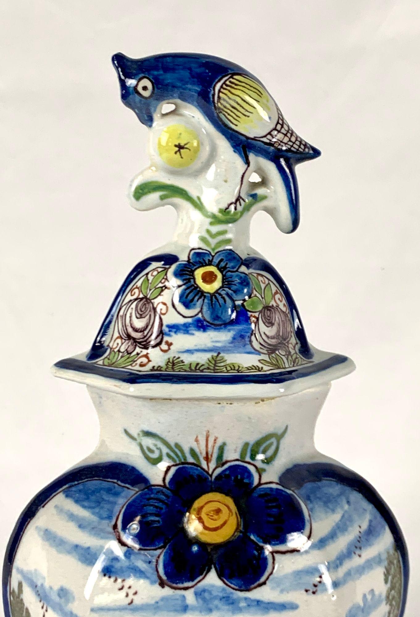 Dutch Delft Polychrome Jar 18th Century Hand Painted at De Bloempot In Excellent Condition For Sale In Katonah, NY