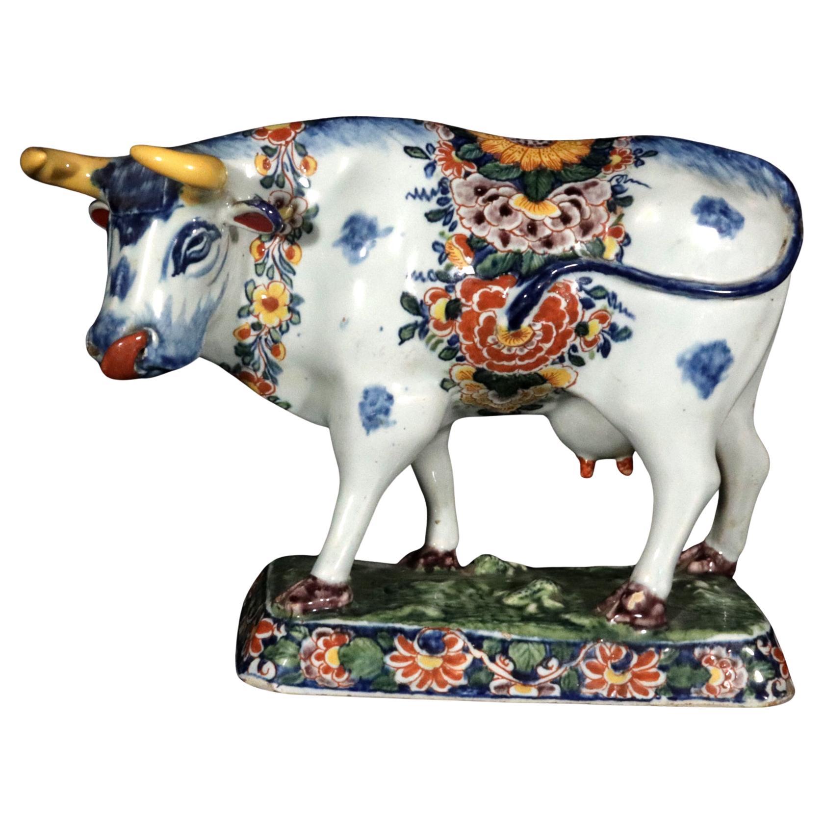 Dutch Delft Polychrome Model of a Cow