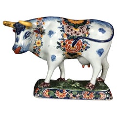 Dutch Delft Polychrome Model of a Cow