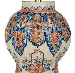 Dutch Delft Polychrome Ribbed 18th Century Table Lamp