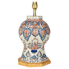 Dutch Delft Polychrome Ribbed 18th Century Table Lamp