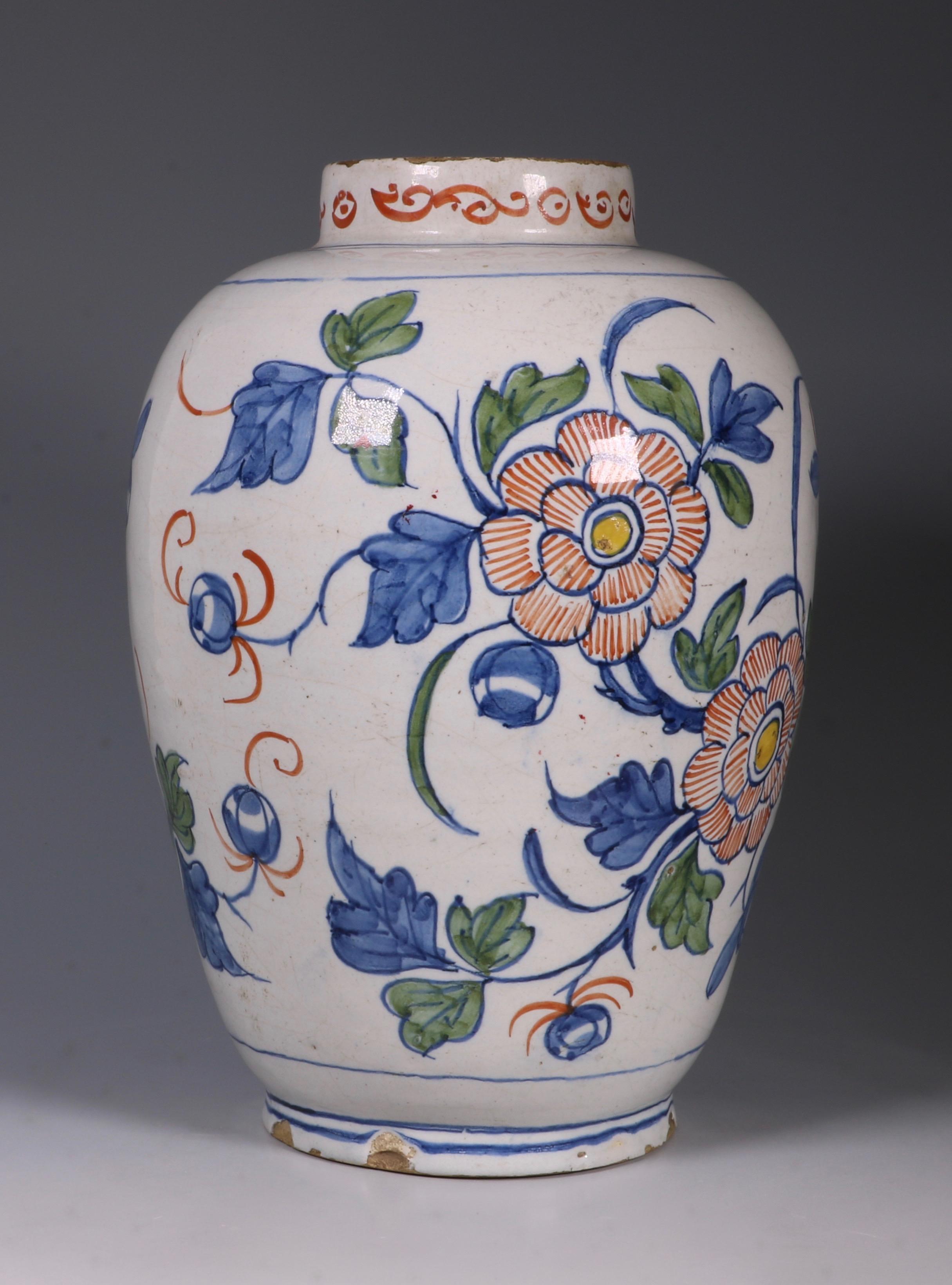Dutch Delft Polychrome Vase, 18th Century For Sale 6