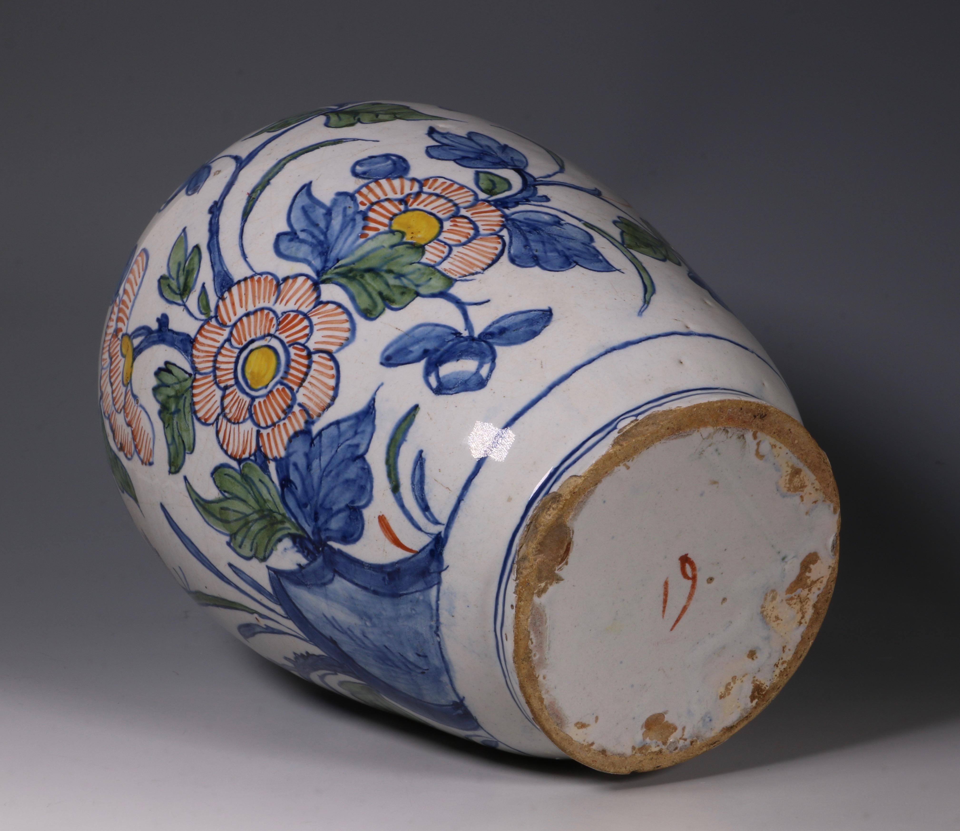 Dutch Delft Polychrome Vase, 18th Century For Sale 8