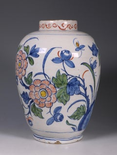 Dutch Delft Polychrome Vase, 18th Century