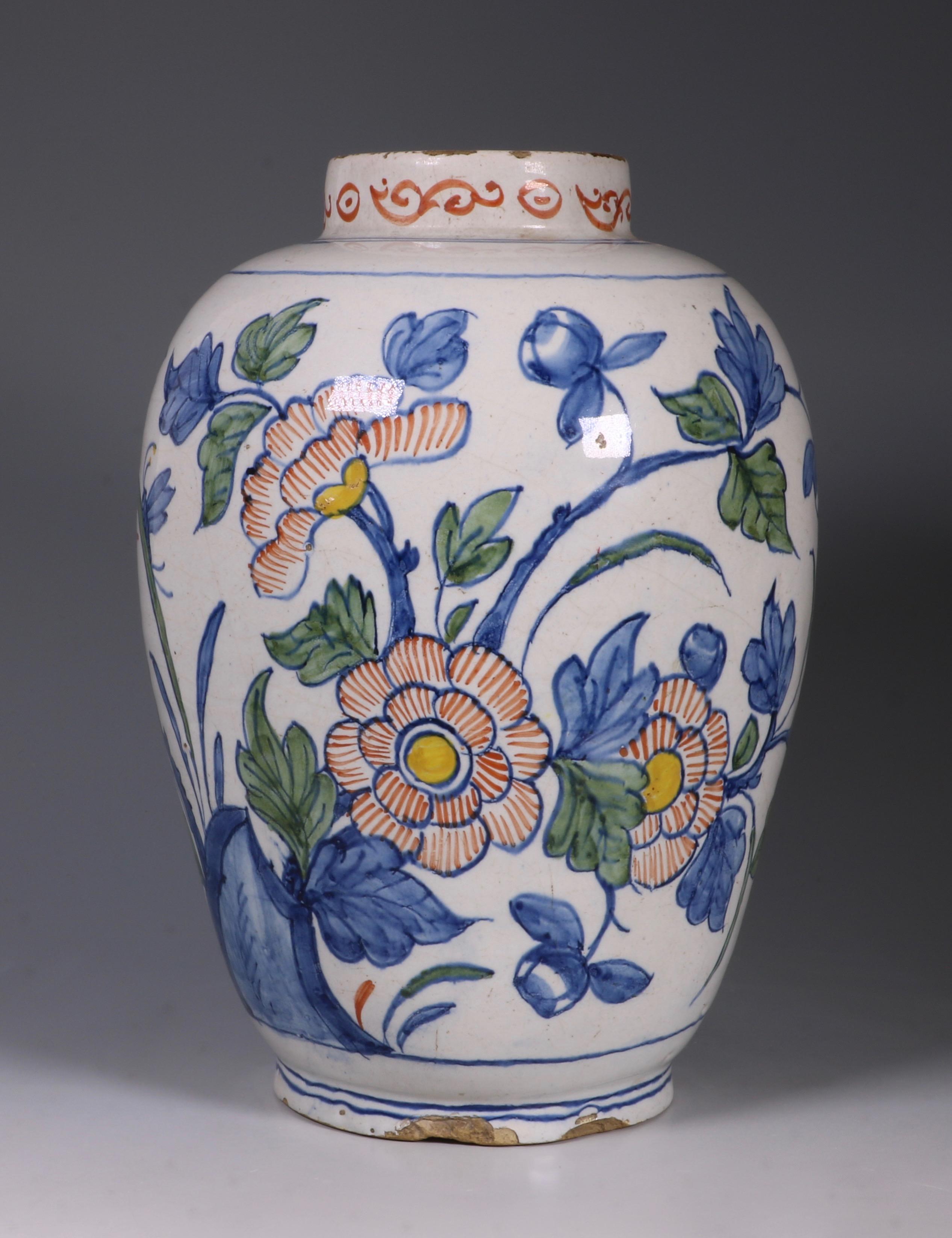 Dutch Delft Polychrome Vase, 18th Century For Sale 1