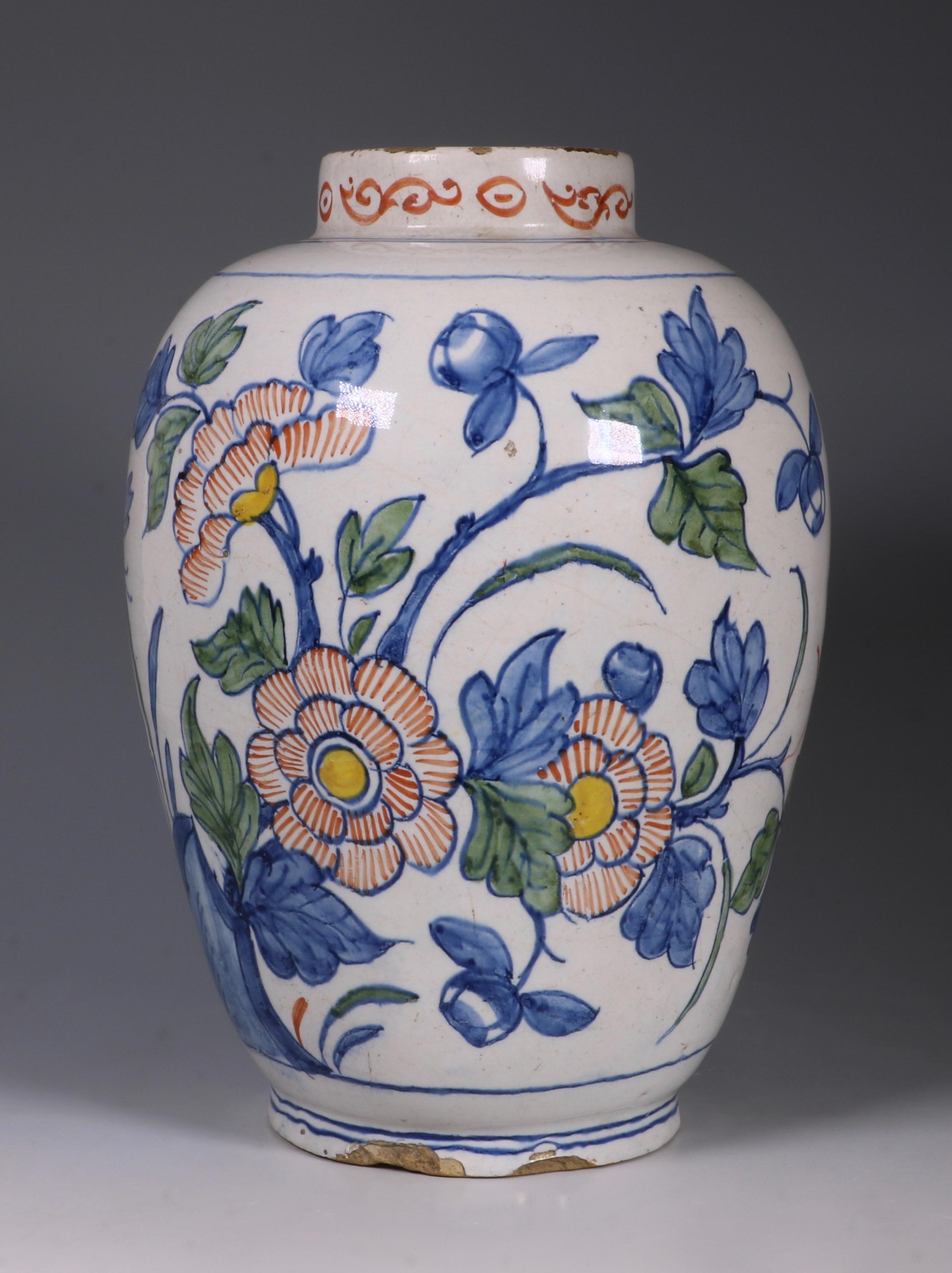 Dutch Delft Polychrome Vase, 18th Century For Sale 2