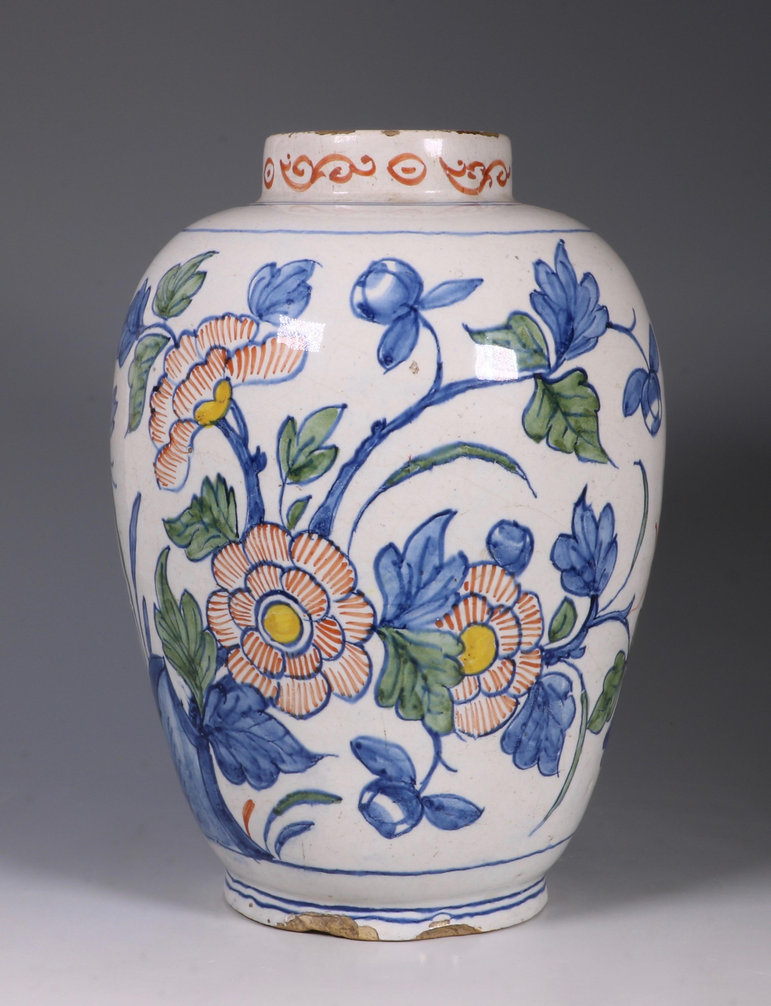 Dutch Delft Polychrome Vase, 18th Century For Sale 3